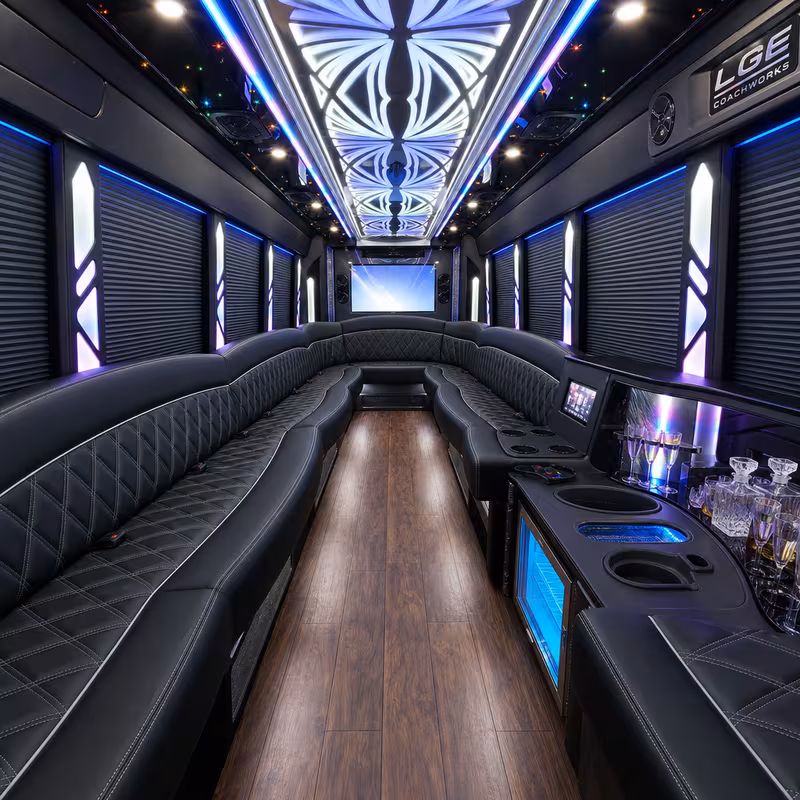 15 Passenger Party Bus Interior