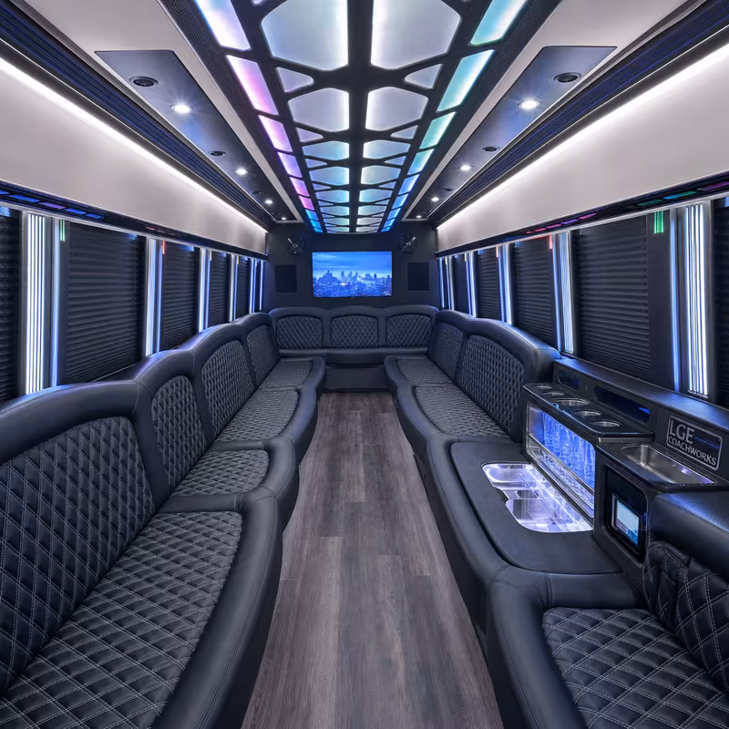 18 Passenger Party Bus Interior