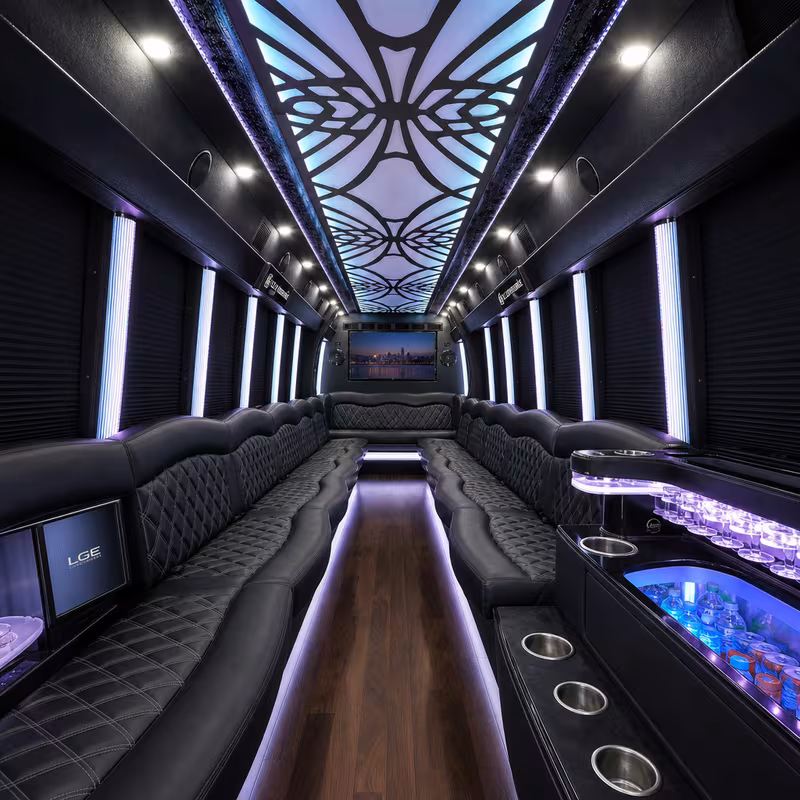 20 Passenger Party Bus Interior