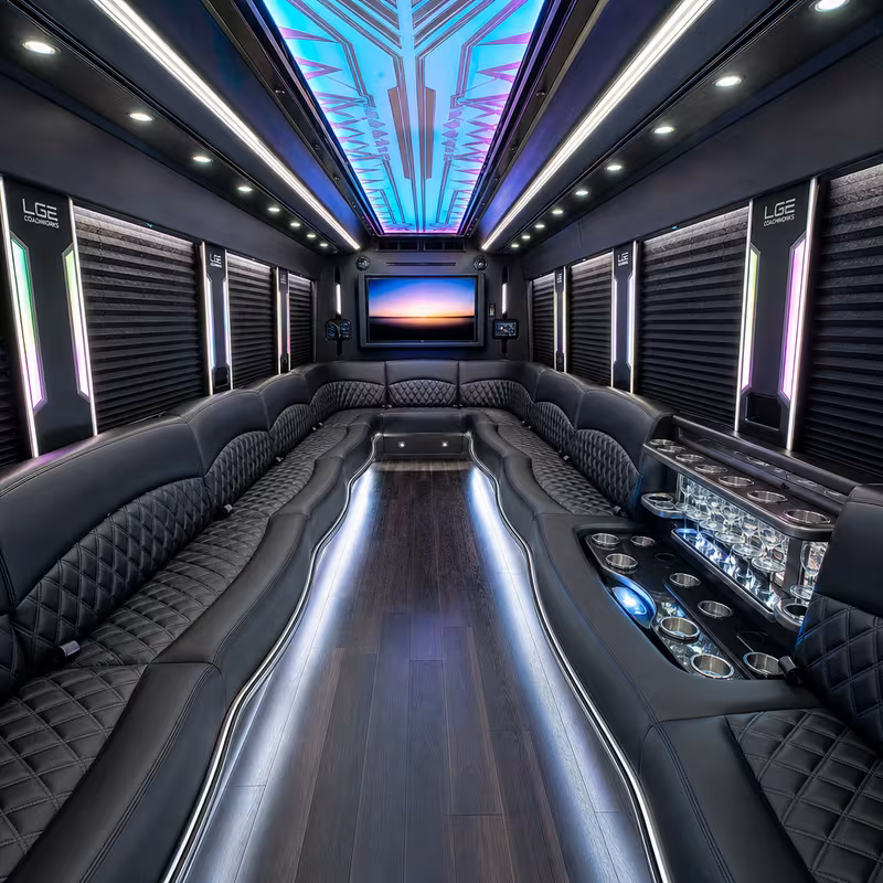25 Passenger Party Bus Interior