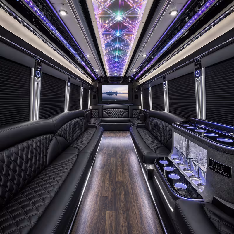 25 Passenger Party Bus Interior