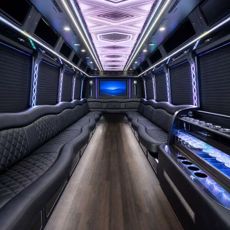 28 Passenger Party Bus Interior