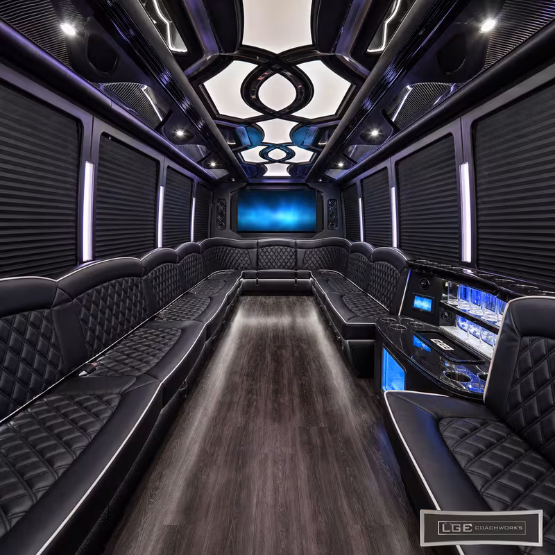 28 Passenger Party Bus Interior