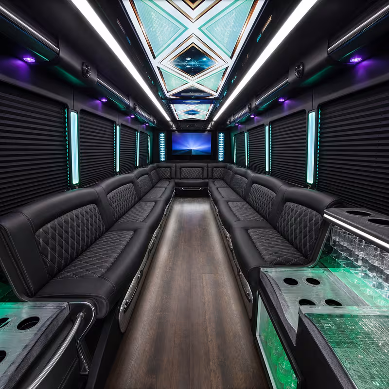 30 Passenger Party Bus Interior