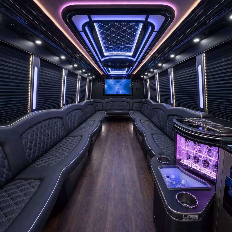 50 Passenger Party Bus Interior