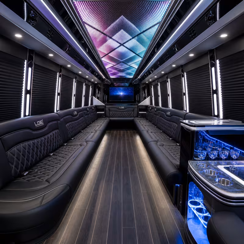50 Passenger Party Bus Interior