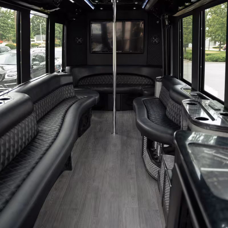 Passenger watching the Union scenery during a regional party bus road trip