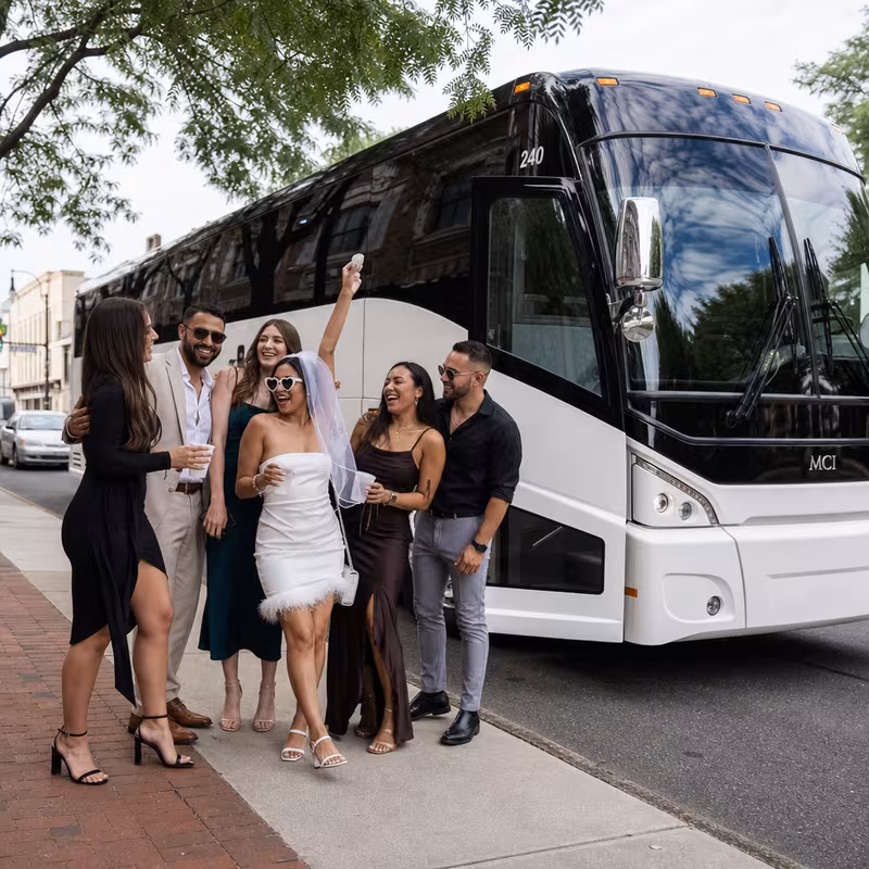Passengers loading luggage while boarding an Union group shuttle