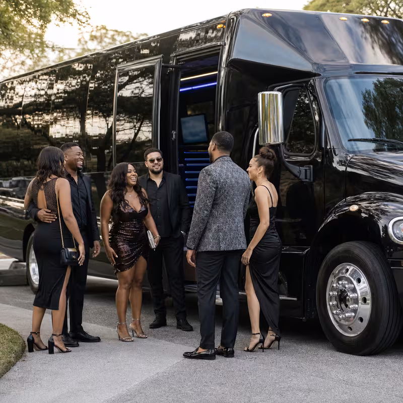 Passengers loading luggage while boarding an Union group shuttle