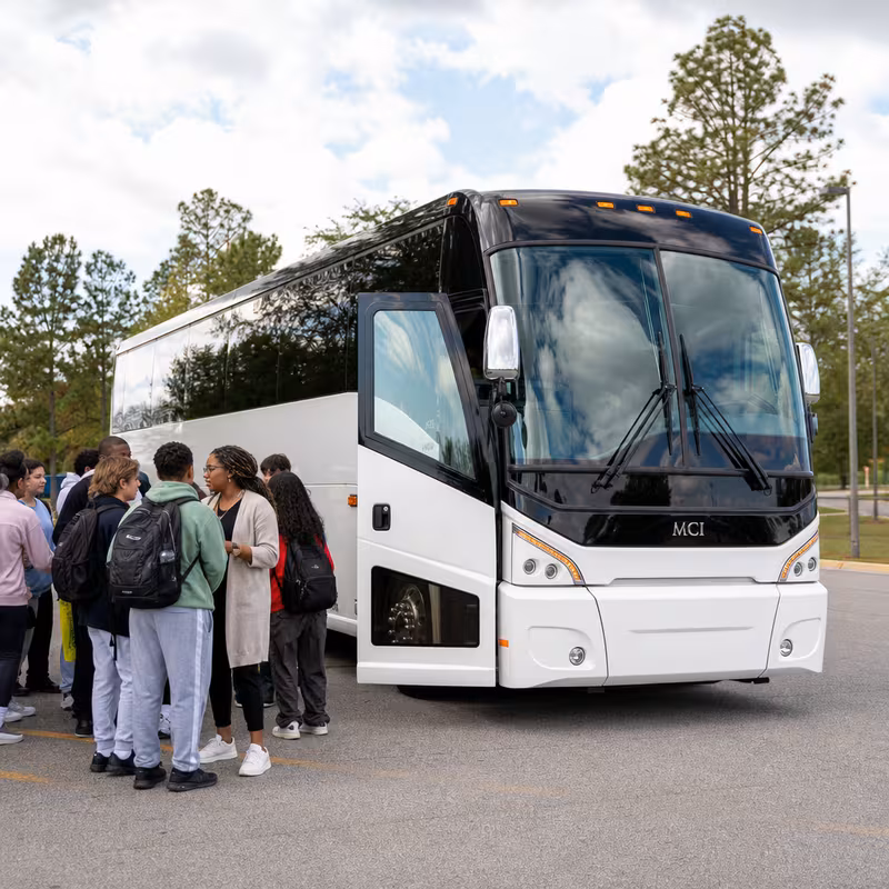 Black Mercedes Sprinter van staged for an Union School Transportation group