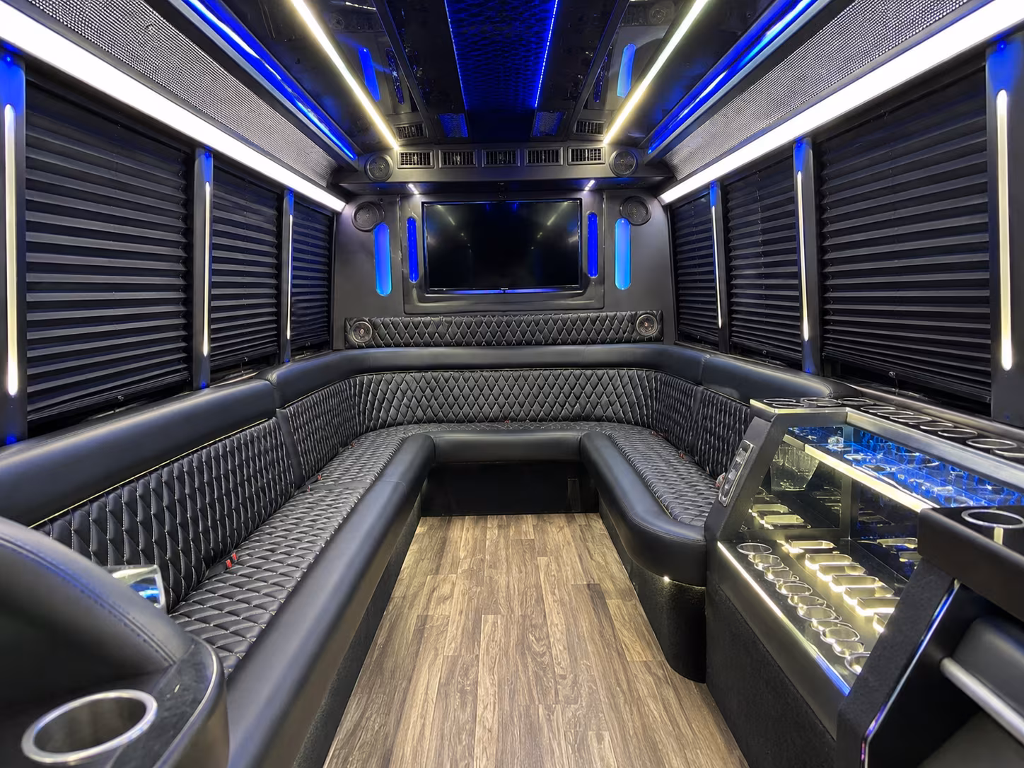 Union Birthday, Sweet 16, & Quinceañera Transportation party bus interior